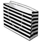Horizontale Streifen in Schwarz-Weiß-Größe Große Geschenktüte (Rückseite Schrägansicht)