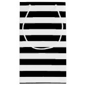 Horizontale Streifen in Schwarz-Weiß-Größe Kleine Geschenktüte (Rückseite)