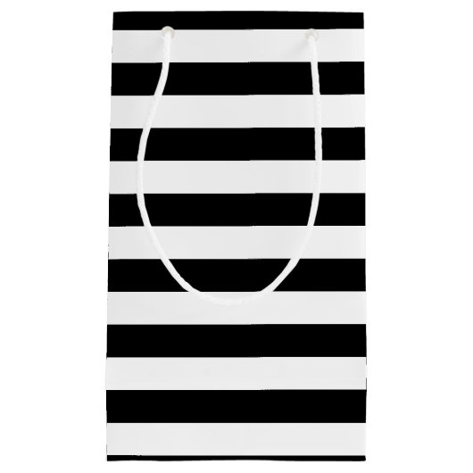 Horizontale Streifen in Schwarz-Weiß-Größe Kleine Geschenktüte (Vorderseite)
