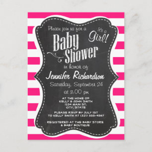 Horizontale Streifen in tiefrosa; Kopfbretmuster Einladungspostkarte