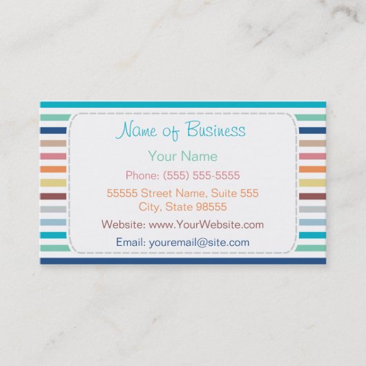 Horizontale Streifen mit angesagtem Regenbogen und Visitenkarte (Vorderseite)