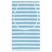 Horizontale Streifen mit blauer und weißer Größe Kleine Geschenktüte (Rückseite)