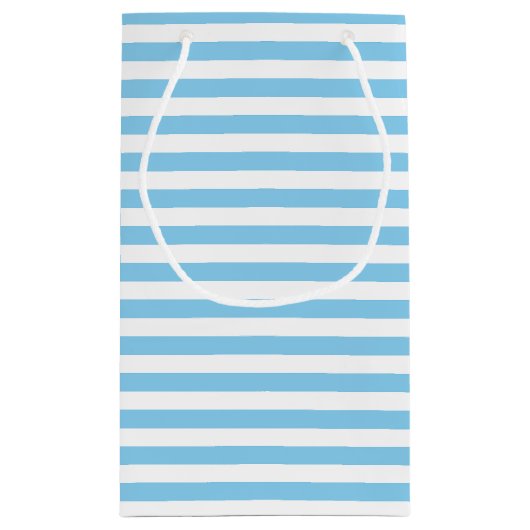 Horizontale Streifen mit blauer und weißer Größe Kleine Geschenktüte (Rückseite)