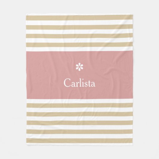 Horizontale Streifen mit großem Tan Rosa Name und  Fleecedecke (Vorderseite)
