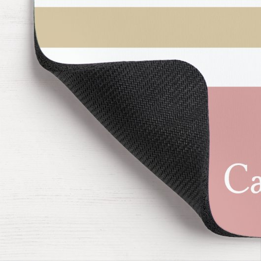 Horizontale Streifen mit großem Tan Rosa Name und  Mousepad (Ecke)