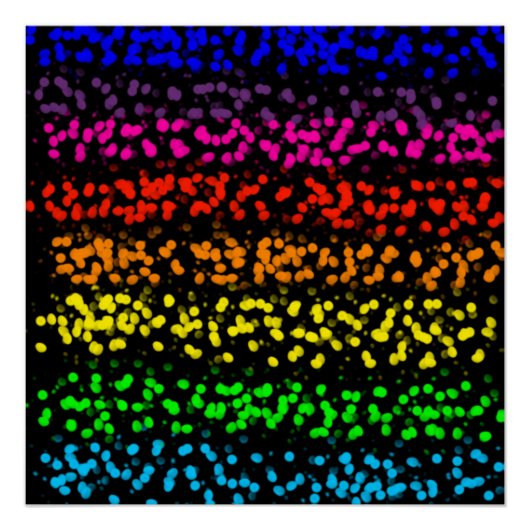 Horizontale Streifen mit Punkten in Regenbogenfarb Poster (Vorderseite)