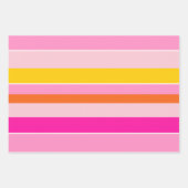 Horizontale Streifen Rosa Gelb Streifen Geschenkpapier Set (Vorderseite 3)