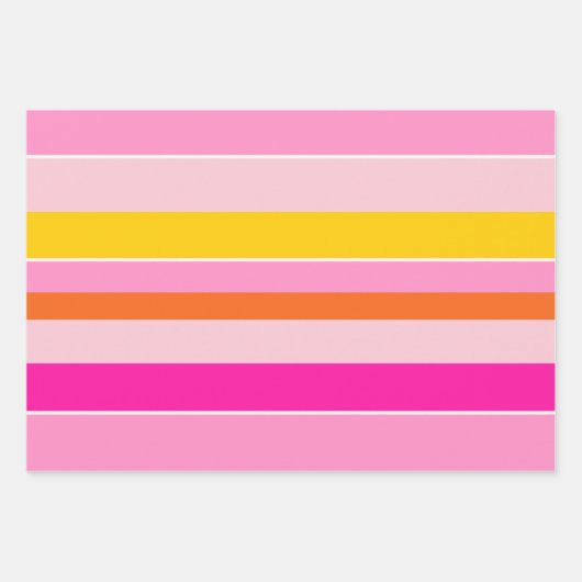 Horizontale Streifen Rosa Gelb Streifen Geschenkpapier Set (Vorderseite 2)