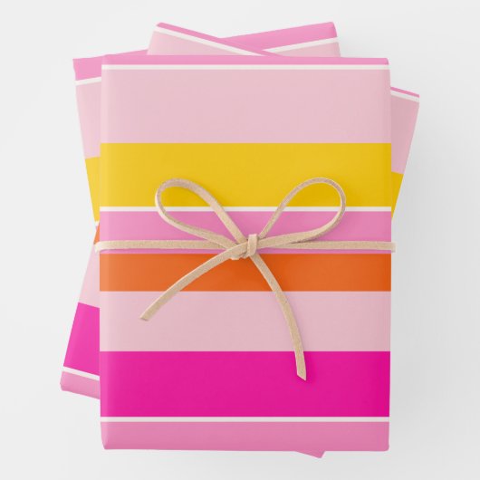 Horizontale Streifen Rosa Gelb Streifen Geschenkpapier Set (Beispiel)
