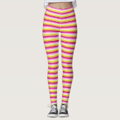 Horizontale Streifen rosa gelbes Muster Leggings (Vorderseite)