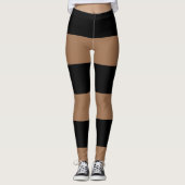 Horizontale Streifen Schwarz-Braun-Streifen Leggings (Vorderseite)