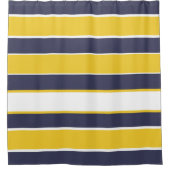 Horizontale Streifen, Senfgelb, blau, weiß Duschvorhang (Vorderseite)