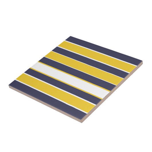 Horizontale Streifen, Senfgelb, blau, weiß Fliese (Seite)
