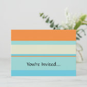 Horizontale Tonstreifen in Weichblau und Orange Einladung (Stehend Vorderseite)