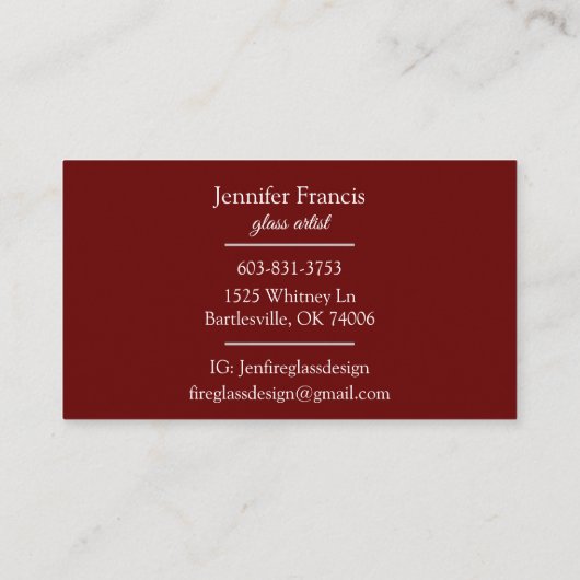 Horizontale Visitenkarte Burgund (Rückseite)