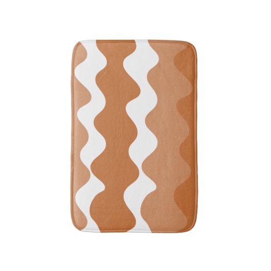 Horizontale Wellen in Braun und Weiß Badematte (Vorderseite Vertikal)