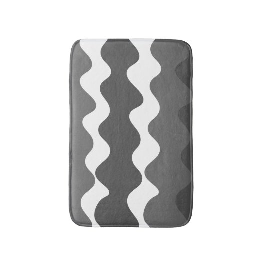 Horizontale Wellen in Grau und Weiß Badematte (Vorderseite Vertikal)