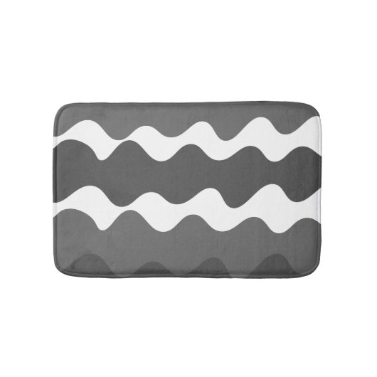 Horizontale Wellen in Grau und Weiß Badematte (Vorderseite)