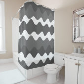 Horizontale Wellen in Grau und Weiß Duschvorhang (Beispiel)