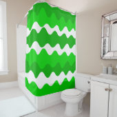 Horizontale Wellen in Grün und Weiß Duschvorhang (Beispiel)