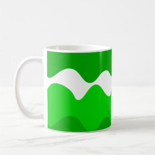Horizontale Wellen in Grün und Weiß Kaffeetasse