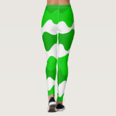 Horizontale Wellen in Grün und Weiß Leggings (Rückseite)