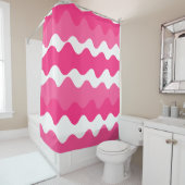 Horizontale Wellen in Rosa und Weiß Duschvorhang (Beispiel)