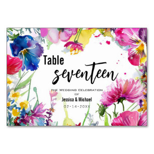 Horizontale Wiesenblüten auf zwei Seiten Tischnummer