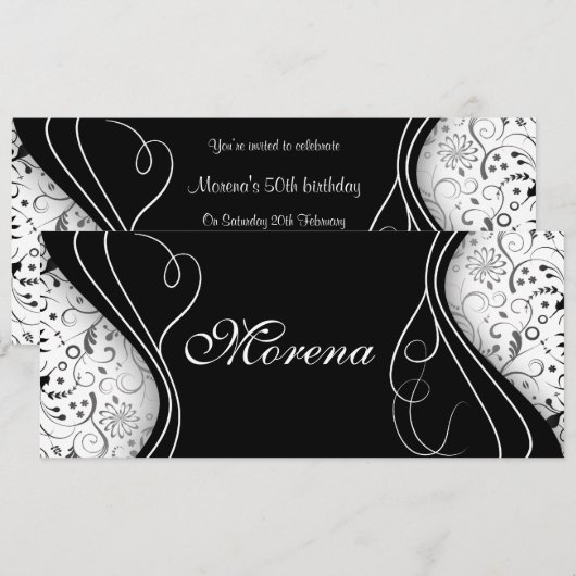 horizontaler 50. Geburtstag Einladung (Vorne/Hinten)