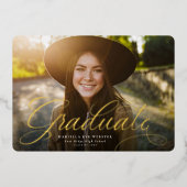 Horizontaler Abschluss mit einfachem Skriptgold Folieneinladung (Vorderseite)