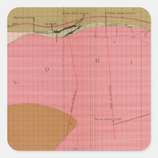Horizontaler Abschnitt der Comstock Lode South Quadratischer Aufkleber (Vorderseite)