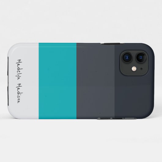 Horizontaler Farbblock Schwarz & Grau Case-Mate iPhone Hülle (Rückseite (Horizontal))