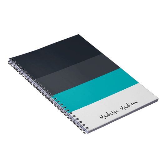 Horizontaler Farbblock Schwarz & Grau Notizblock (Rechte Seite)