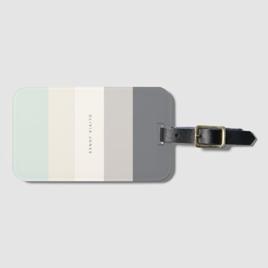 Horizontaler Farbblock Streifen Grau/Beige Monogra Gepäckanhänger (Vorderseite (Horizontal))