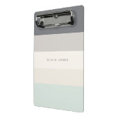 Horizontaler Farbblock Streifen Grau/Beige Monogra Mini Klemmbrett (Gewinkelt2)