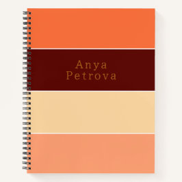 Horizontaler Farbblock Streifen Orange & Peach Notizblock