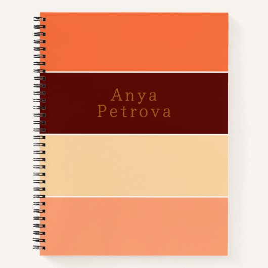 Horizontaler Farbblock Streifen Orange & Peach Notizblock (Vorderseite)