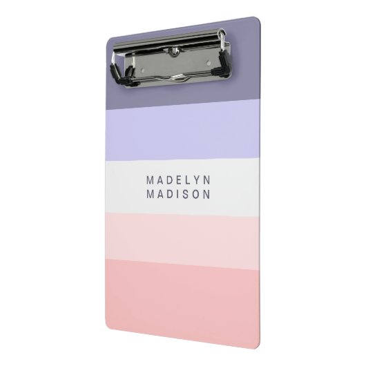 Horizontaler Farbblock-Streifen-Pfirsich und Lila Mini Klemmbrett (Gewinkelt2)