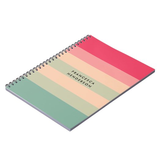 Horizontaler Farbblock-Streifen rosa Notizblock (Linke Seite)