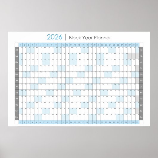 Horizontaler Kalender 2026 Poster (Vorne)