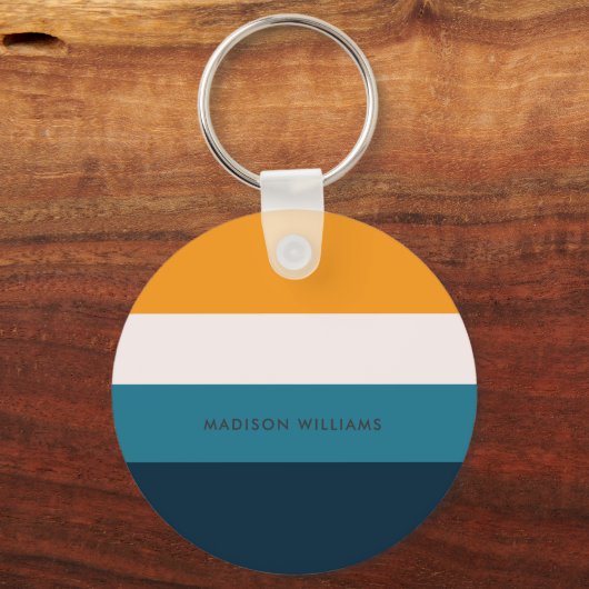 Horizontaler Monogramm-Farbblock-Minimalistischer Schlüsselanhänger (Vorderseite)