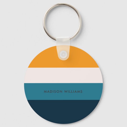 Horizontaler Monogramm-Farbblock-Minimalistischer Schlüsselanhänger (Rückseite)