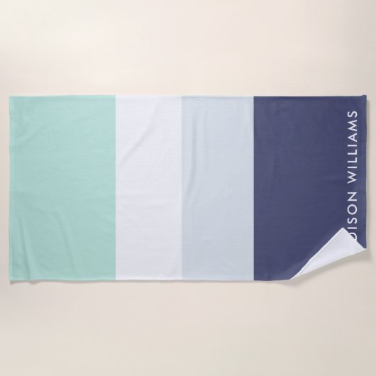 Horizontaler Monogramm-Farbblock-Streifen Stilvoll Strandtuch (Vorderseite)
