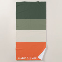 Horizontaler Monogramm-Farbblock-Streifen Stilvoll Strandtuch