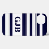 Horizontaler Navy-Streifen mit Monogramm Case-Mate iPhone Hülle (Rückseite (Horizontal))