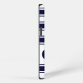 Horizontaler Navy-Streifen mit Monogramm iPhone Hülle (Rechte Seite)