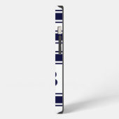 Horizontaler Navy-Streifen mit Monogramm iPhone Hülle (Linke Seite)