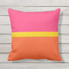 Horizontaler orangefarbener und rosa Streifen Kissen