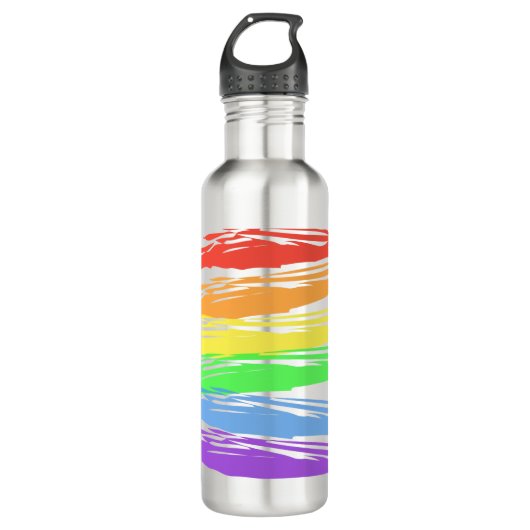 Horizontaler Regenbogen-Gay Pride Streifen Edelstahlflasche (Vorderseite)