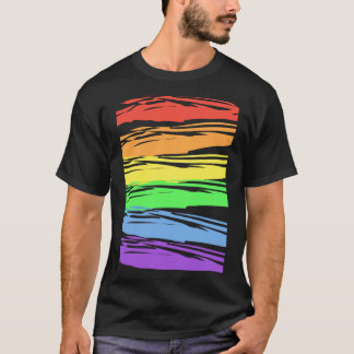 Horizontaler Regenbogen-Gay Pride Streifen T-Shirt